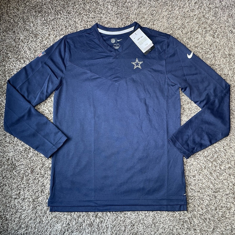 Nike Dallas Cowboys Sideline Coach Performance Long Sleeve Shirt Mens Medium NEW